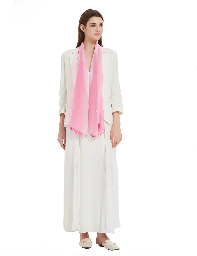 PANTONIGHT Oblong Pink Ombre Chiffon Scarf Pink Gradient Lightweight Scarf for Women 701 - Image 4